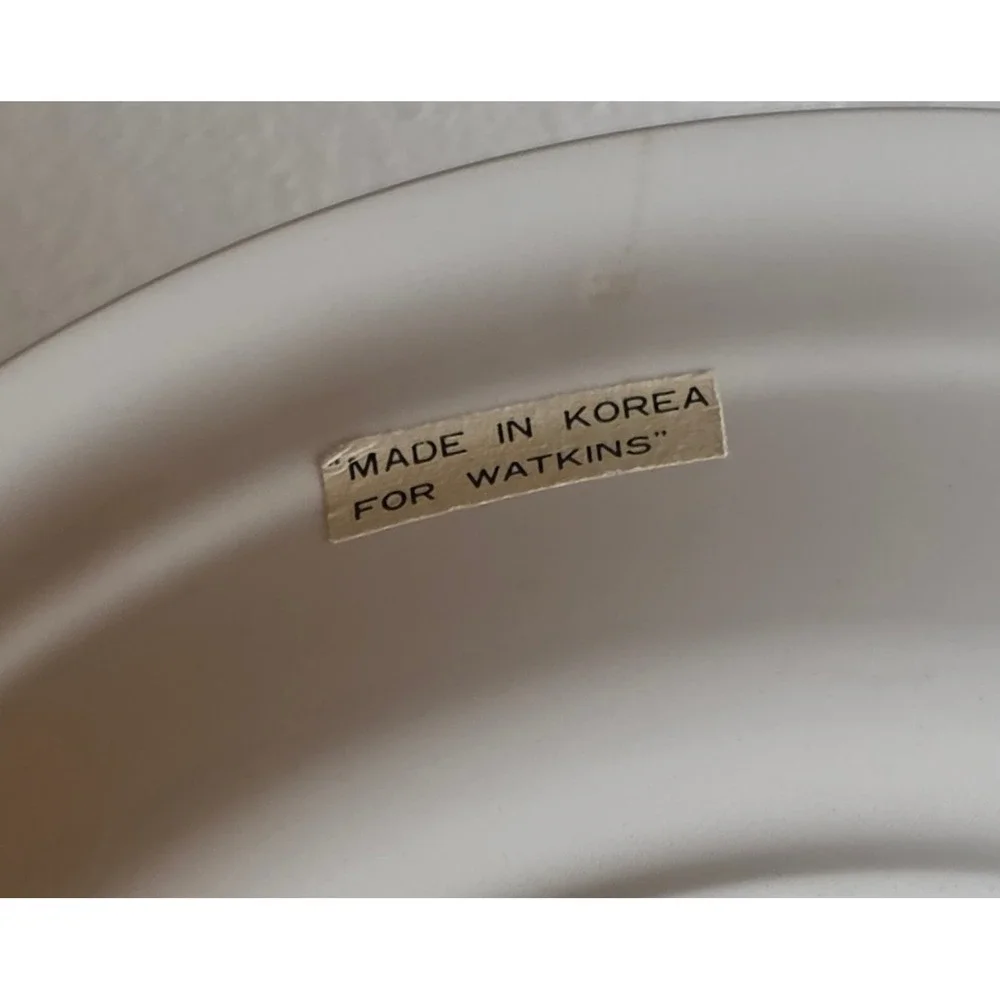 Vintage 1989 Watkins Country Kids Snow Magic Ceramic Pie Plate Recipe Backside